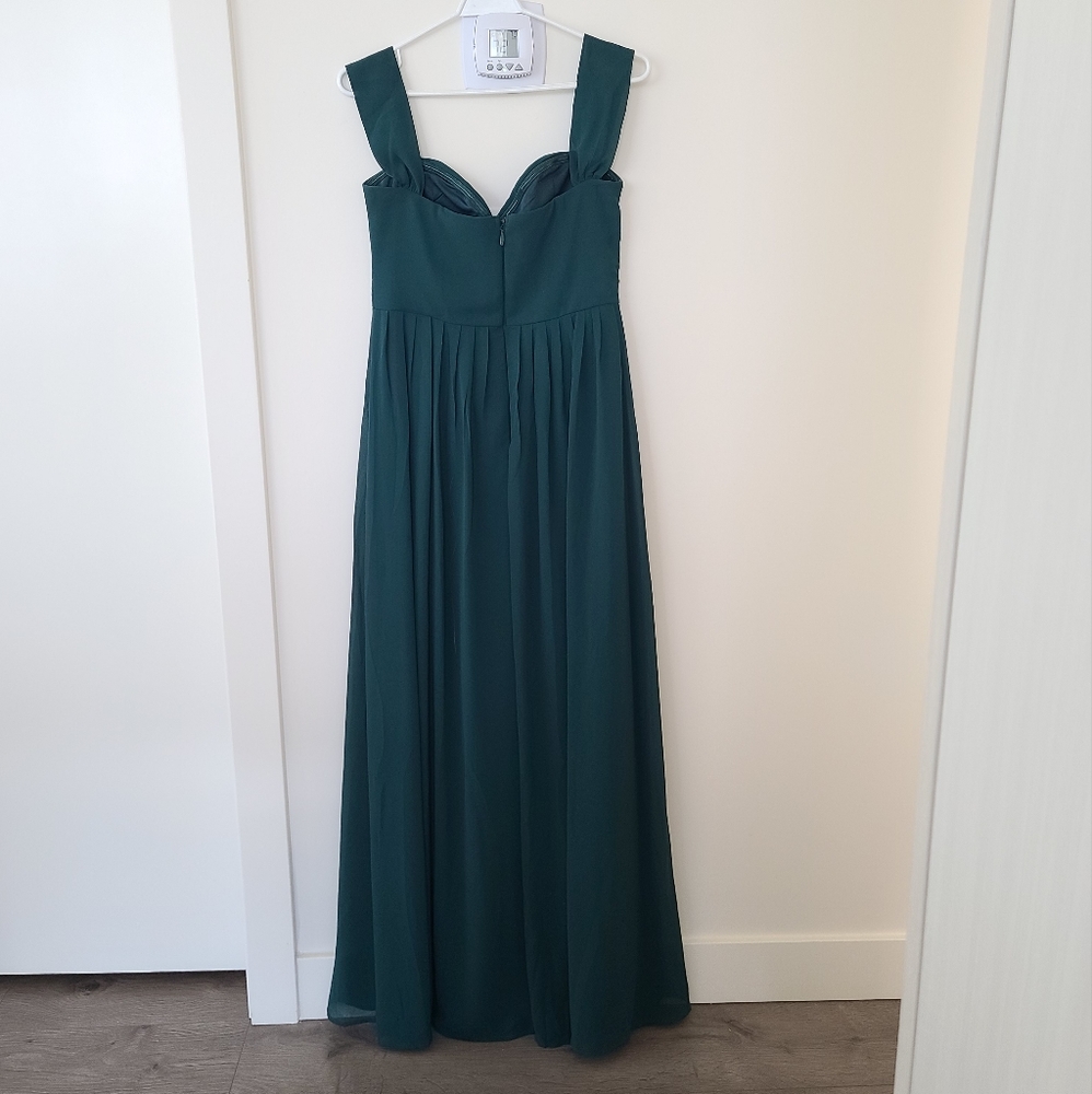 Lulu's Deep Teal Green off the shoulder Maxi Dress - Picture 2 of 3